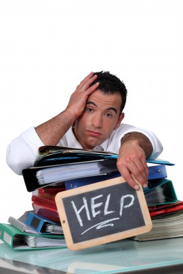 Business person overwhelm help keeping up