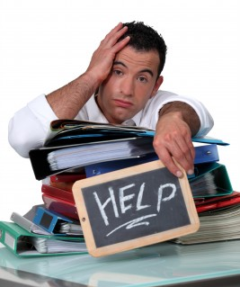 Business person overwhelm help keeping up