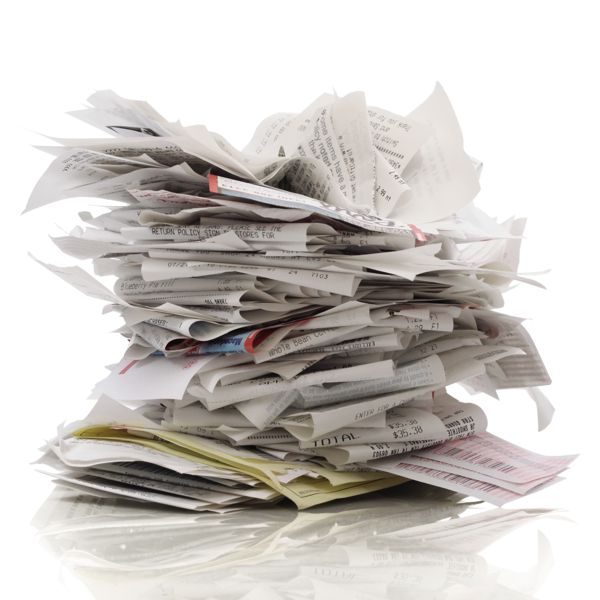 Huge stack of receipts